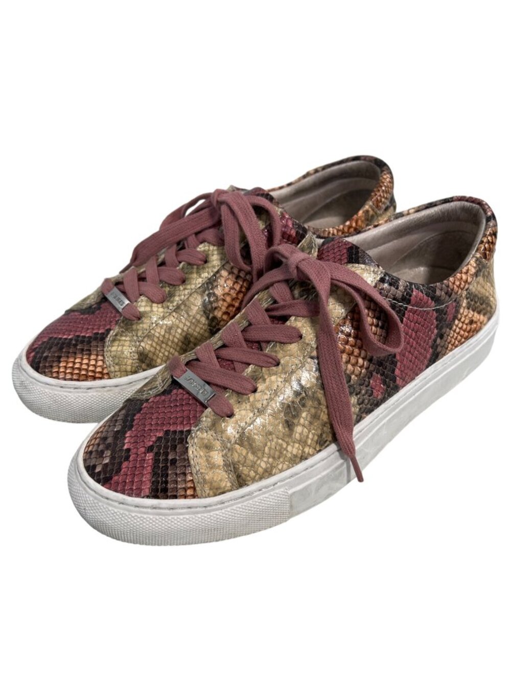 J Slides Sneakers Size 7 Lacee Snake Print Lace Up Pink Multi Round Toe Animal P